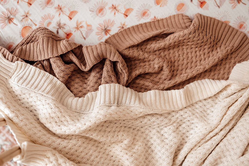 Snuggle Hunny Diamond Knit Baby Blanket - Hazelnut