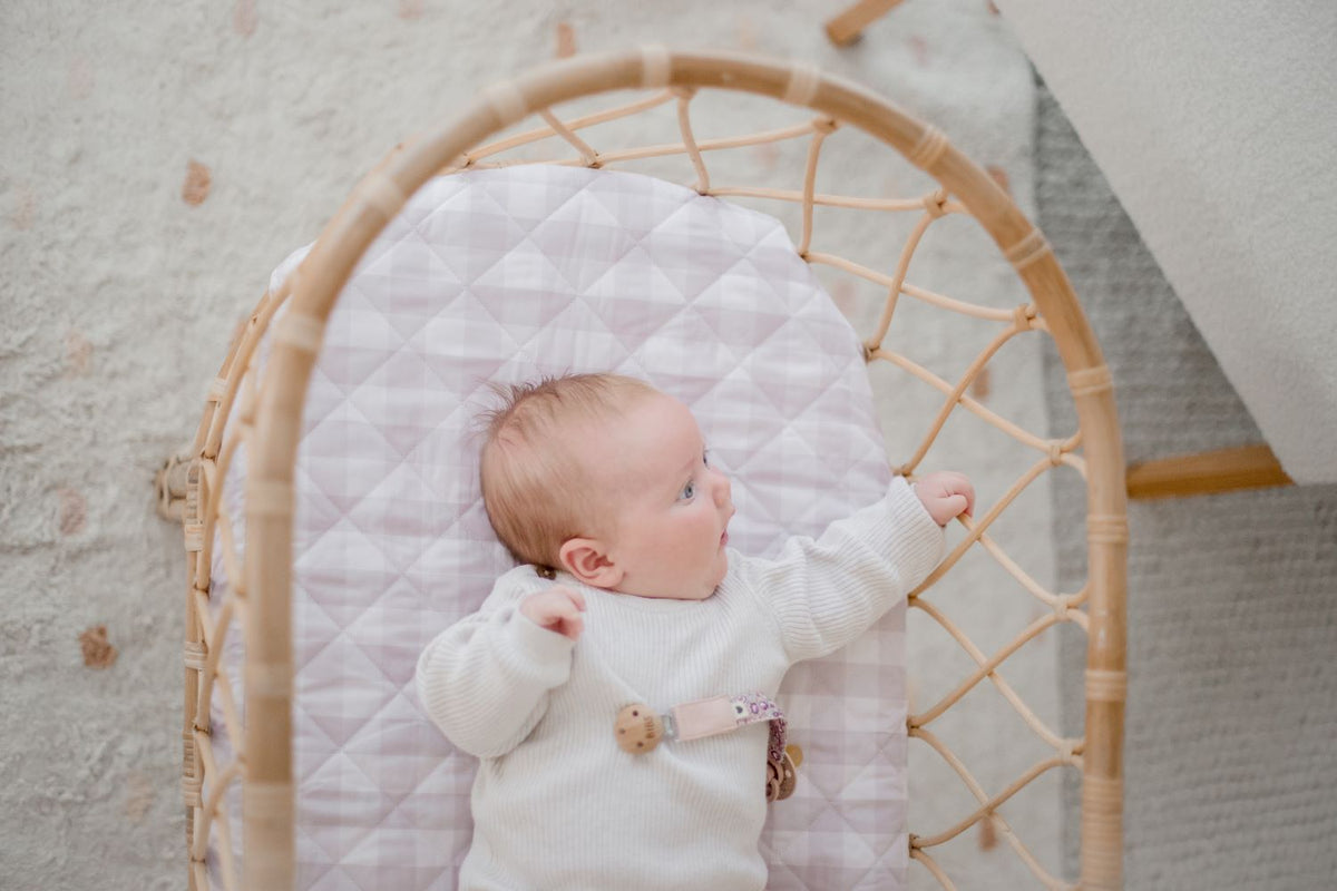 Bambella Waterproof Bassinet Sheet | Blush Gingham