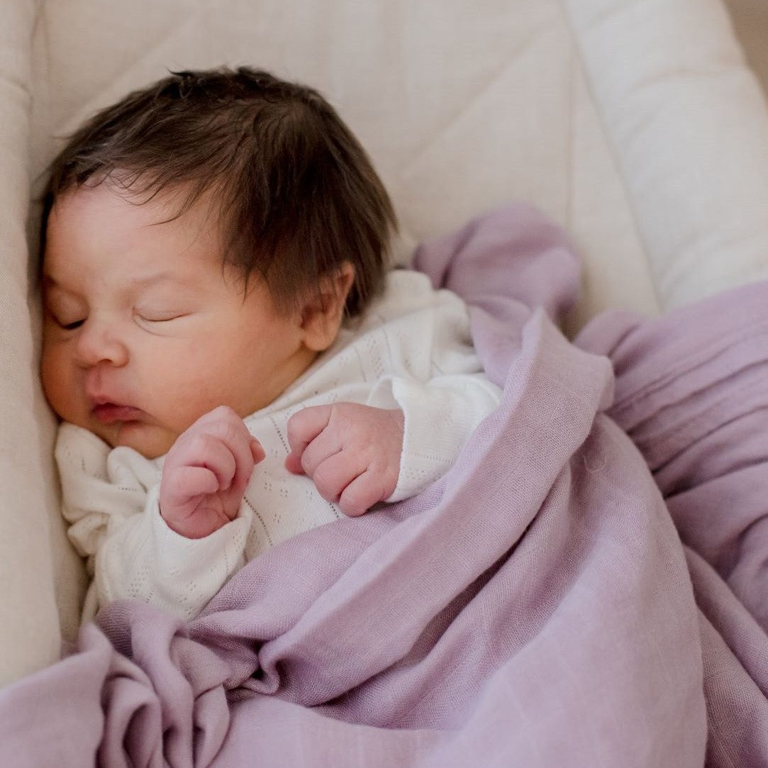 Bambella Bamboo Cotton Muslin Swaddle Wrap - Dusty Lilac