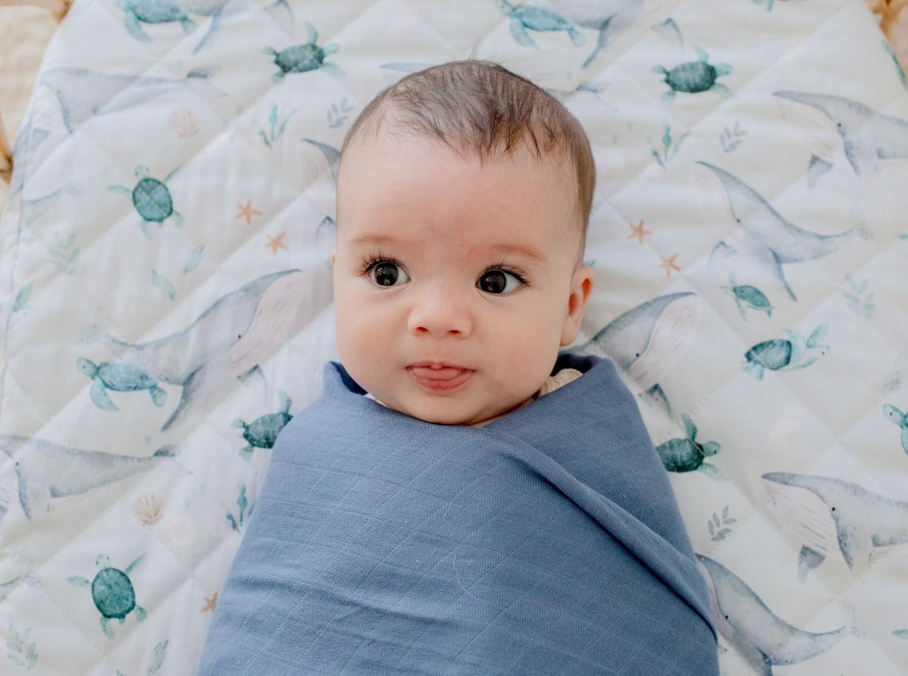 Bambella Bamboo Cotton Muslin Swaddle Wrap - Storm