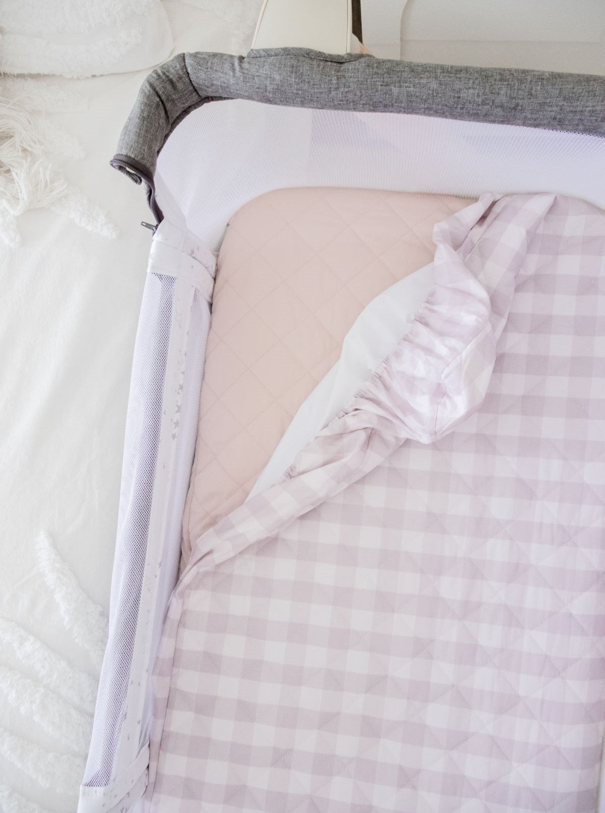 Bambella Co-Sleeper Fitted Waterproof Sheet | Blush Gingham