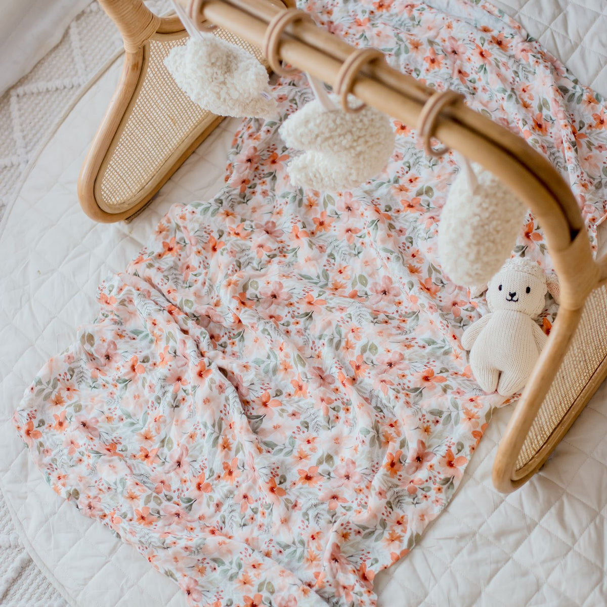 Bambella Bamboo Cotton Muslin Swaddle Wrap - Bloom