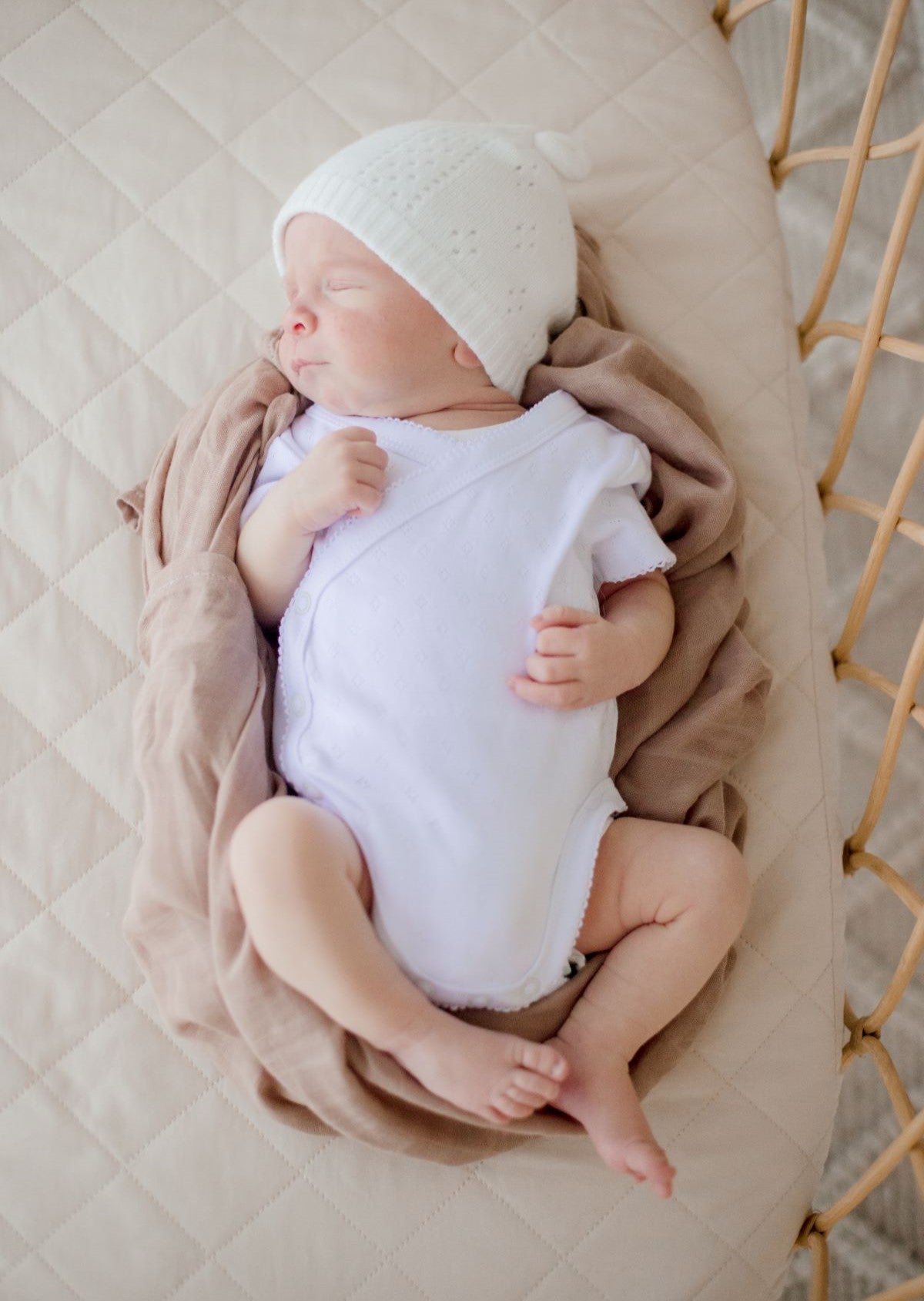 Bambella Bamboo Cotton Muslin Swaddle Wrap - Hazelnut