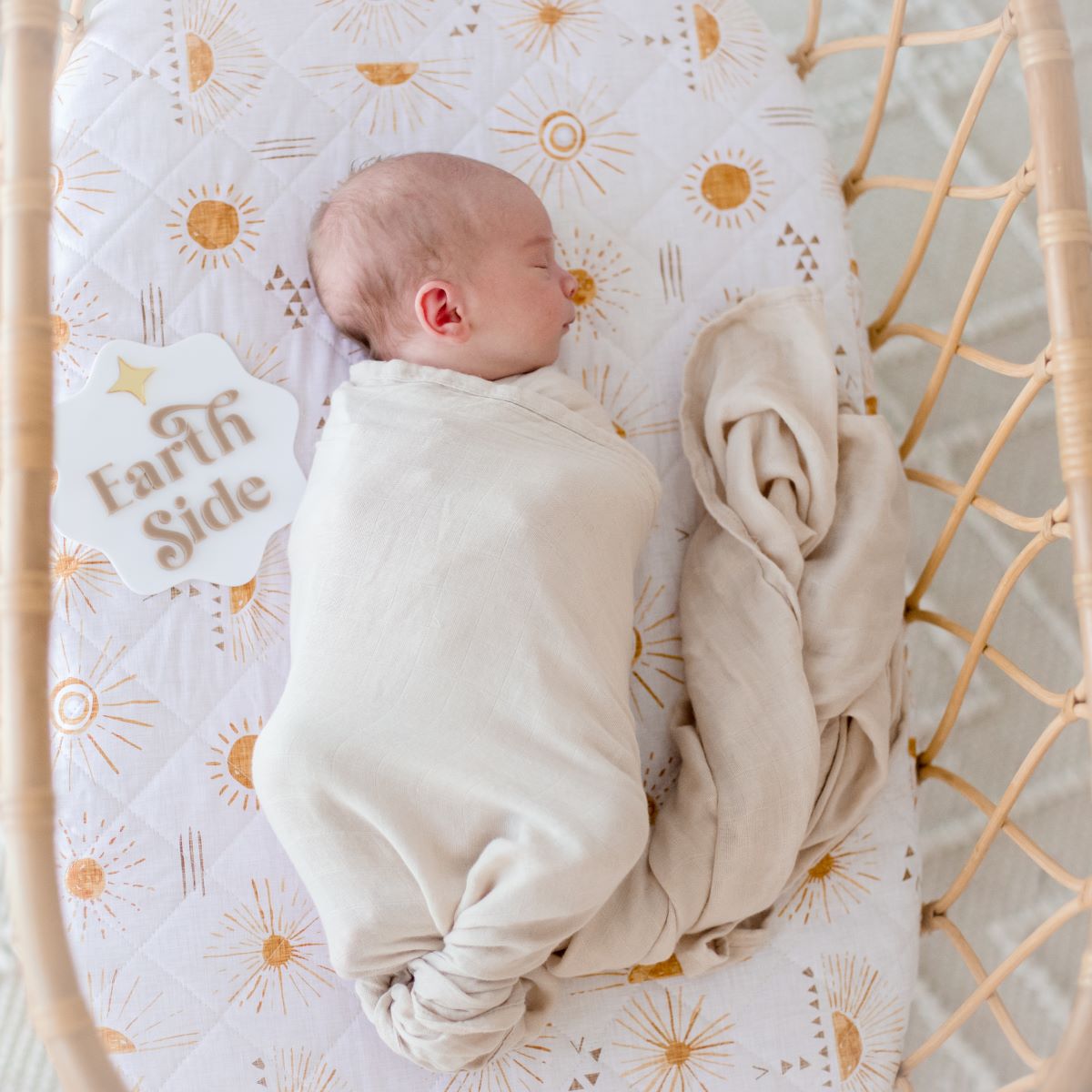 Bambella Bamboo Cotton Muslin Swaddle Wrap - Vanilla