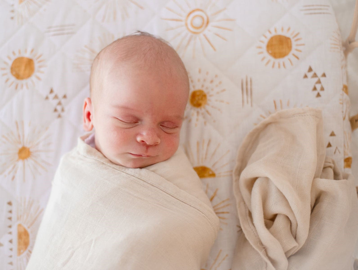 Bambella Bamboo Cotton Muslin Swaddle Wrap - Vanilla
