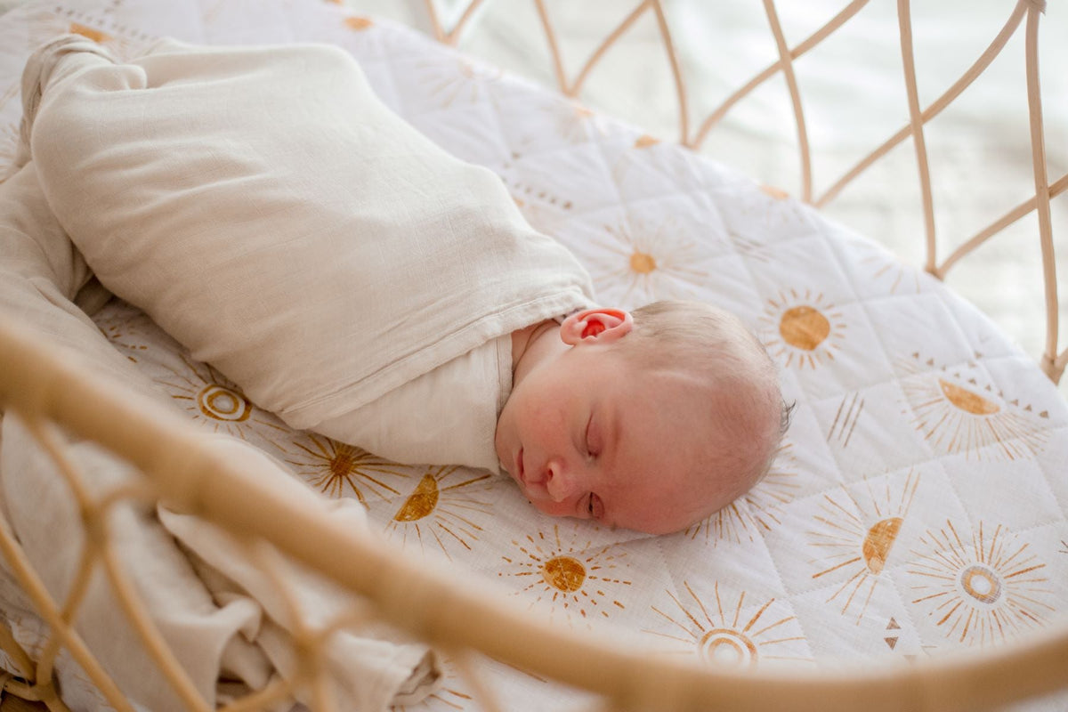 Bambella Bamboo Cotton Muslin Swaddle Wrap - Vanilla
