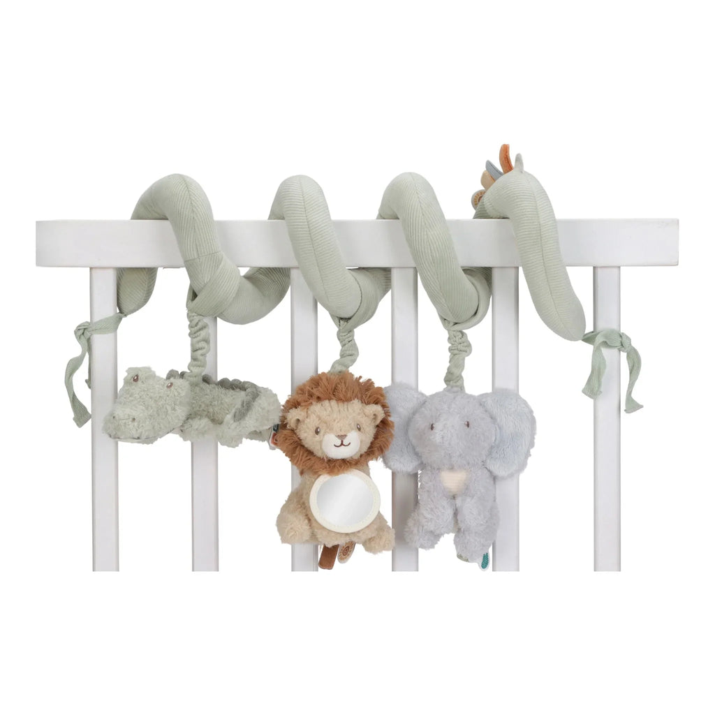 Sage Green Animal Activity Spiral with Soft Hanging Baby Toys