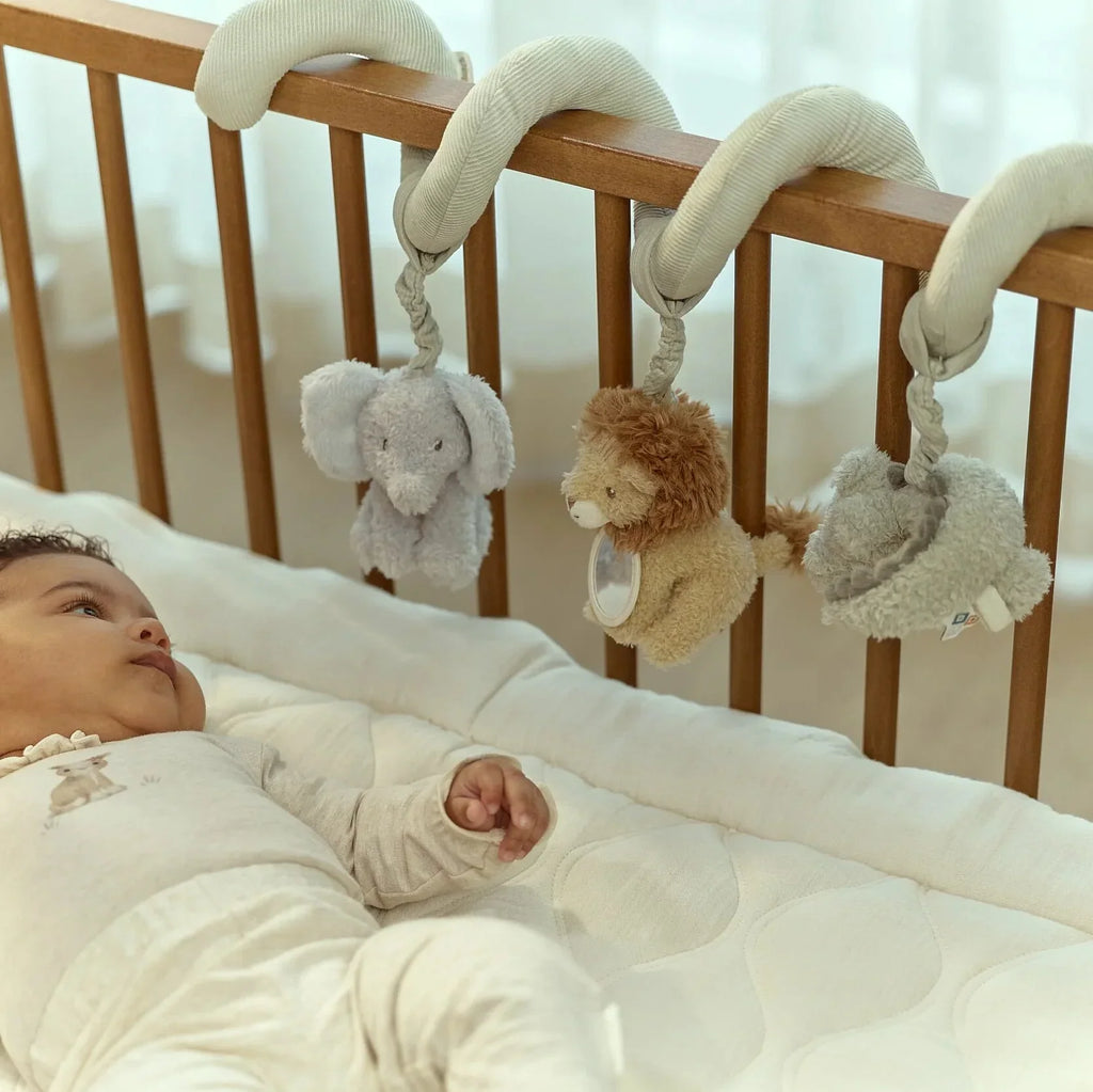 Sage Green Animal Activity Spiral with Soft Hanging Baby Toys