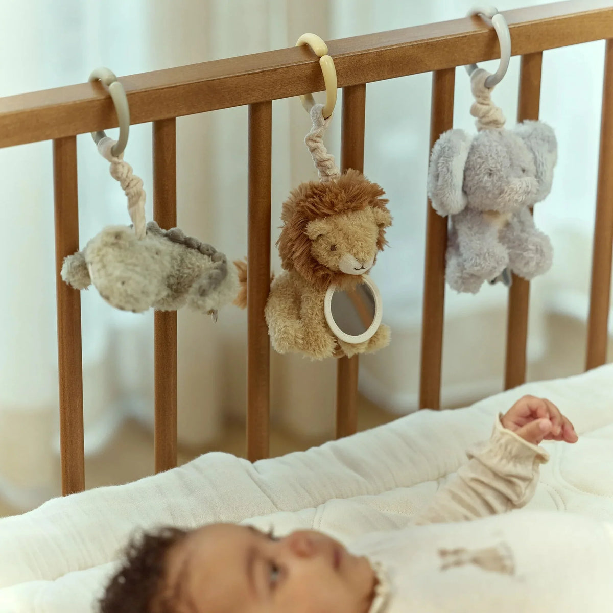 Sage Green Animal Activity Spiral with Soft Hanging Baby Toys