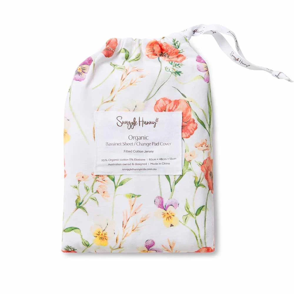 Snuggle Hunny Bassinet Sheet & Change Pad Cover - Meadow