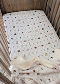 Ivory Botanical Lattice Print Organic Cotton Muslin Fitted Cot Sheet
