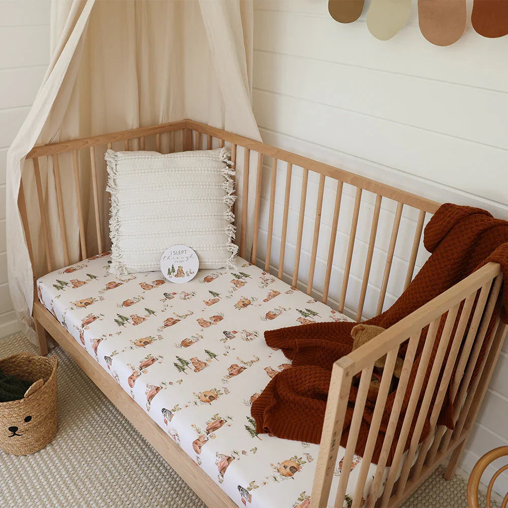Snuggle Hunny Organic Fitted Jersey Cotton Cot Sheet - Bear