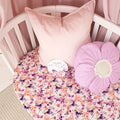 Pink Purple Floral Organic Cotton Jersey Fitted Baby Cot Sheet